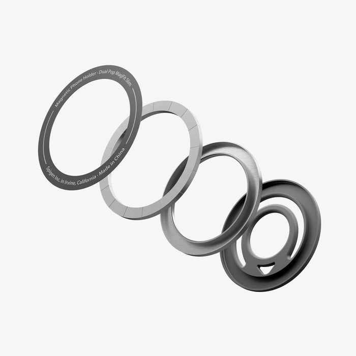 AMP10195 - O-Mag Slim Dual pop (MagFit) in Marble Gray showing the parts of the mag ring hovering