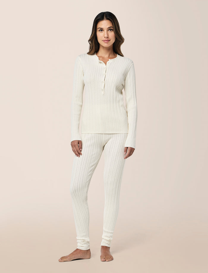 Olivia Cable Pointelle Full Length PJ Set