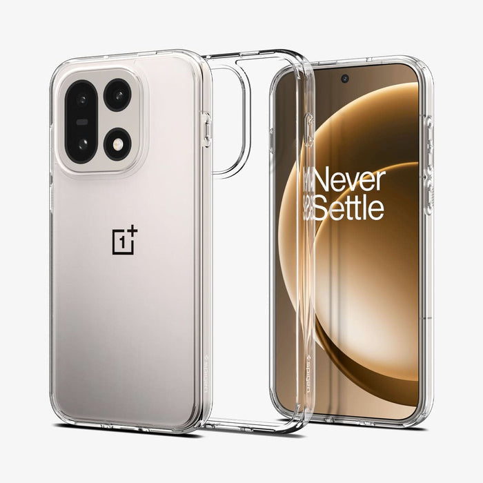 ACS09785 - OnePlus 15 Ultra Hybrid in Crystal Clear showing the back with device and without, and partial front