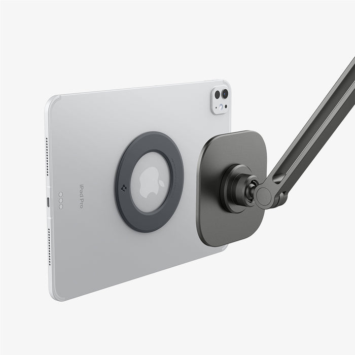AMP09191 - OneTap Clamp in Space Gray showing the back hovering in front of the device back