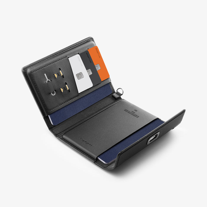 AFA11344 - Passport Holder | KD502 Black k showing the inside