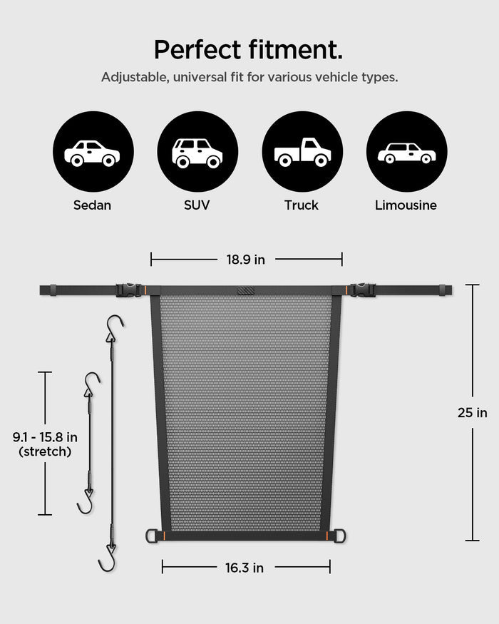 ACP11156 - Pet Car Backseat Barrier | PS200 in Black showing perfect fitment