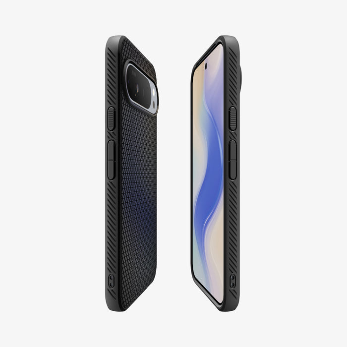 ACS09718 - Pixel 10 Pro XL Case Liquid Air (MagFit) in matte black showing the sides, partial front and back