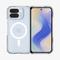 ACS09742 - Pixel 10 Pro Fold Case Ultra Hybrid Metal Ring (MagFit) in crystal clear showing the back and front