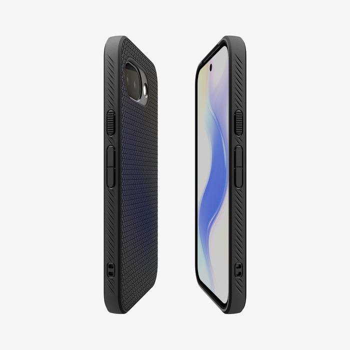 ACS11285 - Pixel 10a Liquid Air in Matte Black showing the sides, partial front and back