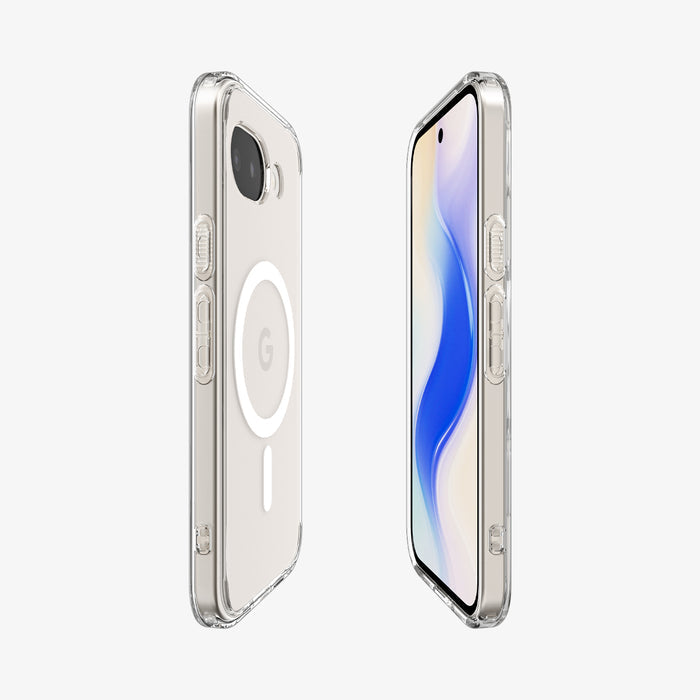 ACS11276 - Pixel 10a Ultra Hybrid Metal Ring (Mag Fit) in Clear White showing the sides, partial front and back