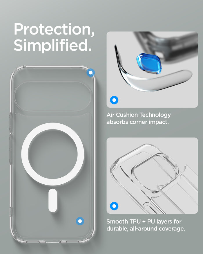 ACS11451 - Pixel 11 Pro XL Ultra Hybrid (Mag Fit) Clear White case featuring Air Cushion Technology, reinforced corners, and durable hybrid TPU and PC construction.