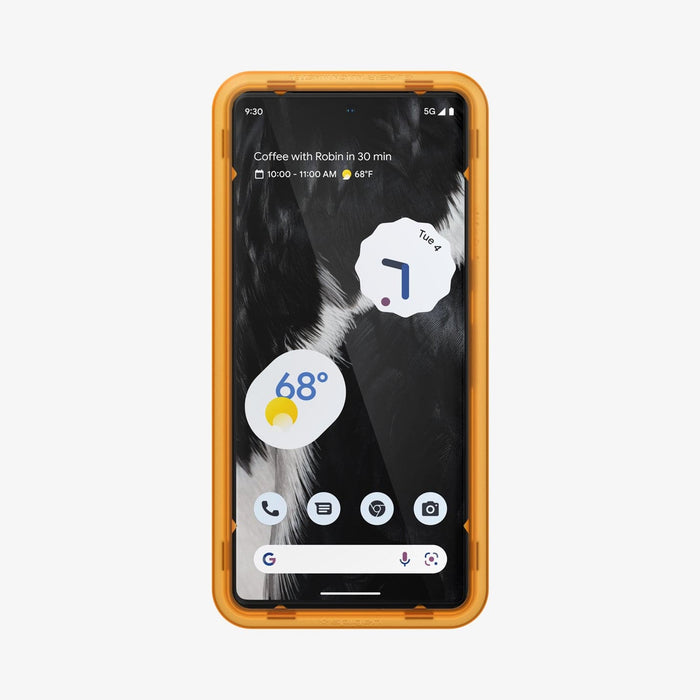 AGL05199 - Pixel 7 Screen Protector AlignMaster GLAS.tR showing the front with alignment tray installed onto device