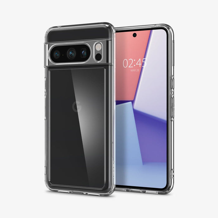 ACS06315 - Pixel 8 Pro Case Ultra Hybrid in crystal clear showing the back and front
