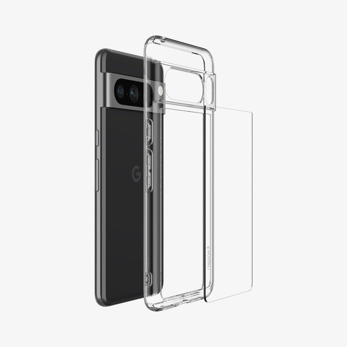 ACS06315 - Pixel 8 Pro Case Ultra Hybrid in crystal clear showing the multiple layers of case hovering away from device