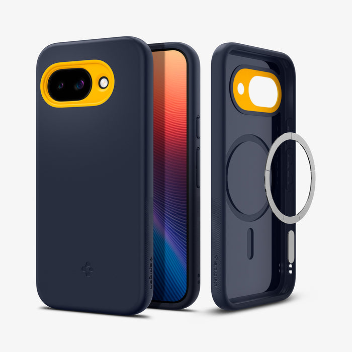 ACS09066 - Pixel 9a Case Nano Pop (MagFit) in blueberry navy showing the  back, front and inside magnet ring layer