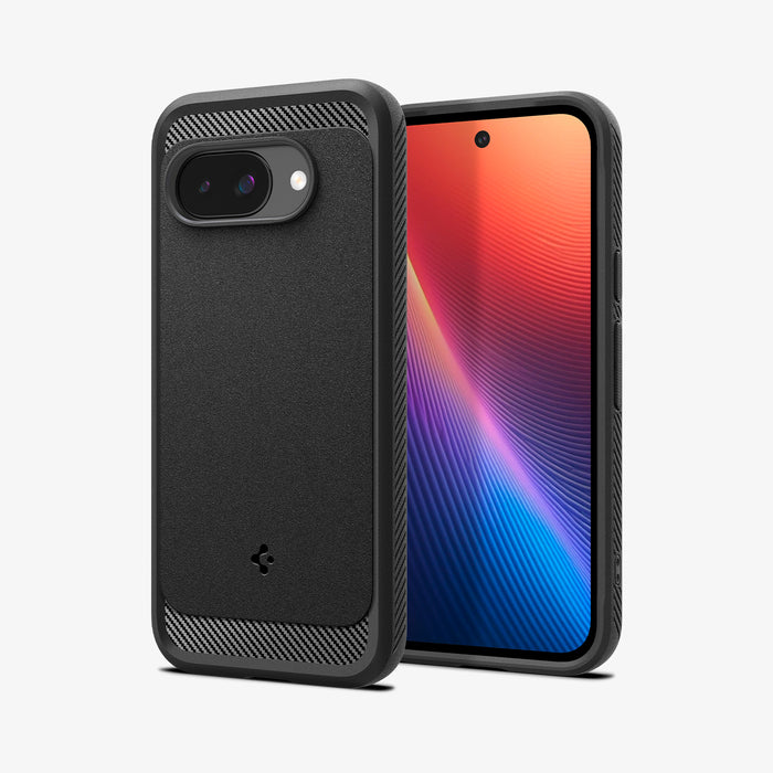 ACS09041 - Pixel 9a Case Rugged Armor (MagFit) in black showing the back and front