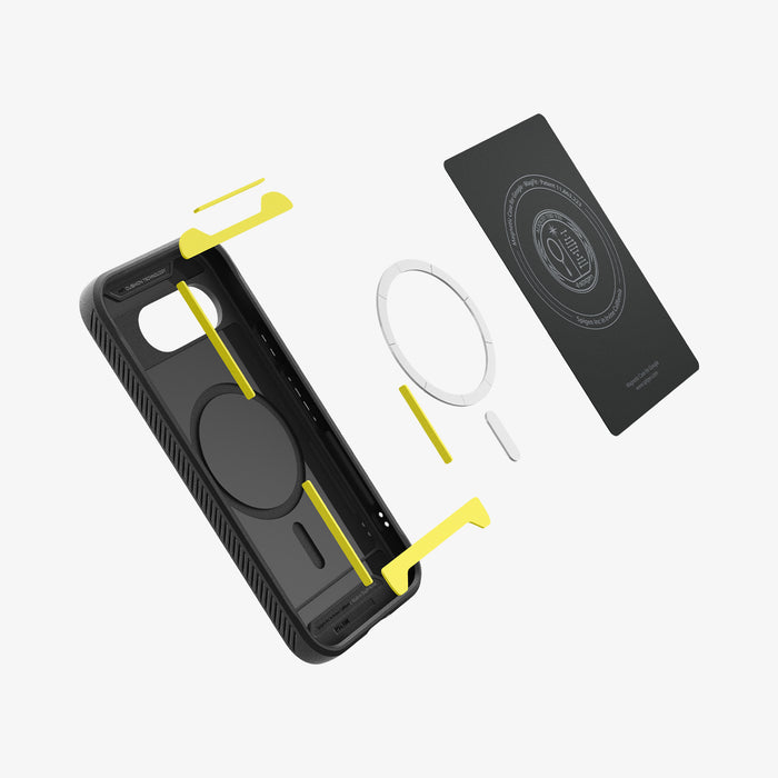 ACS09041 - Pixel 9a Case Rugged Armor (MagFit) in black showing the multiple layers of case