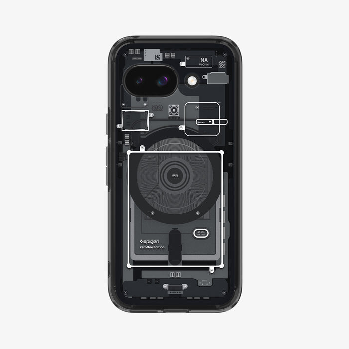 ACS09044 - Pixel 9a Case Ultra Hybrid Zero One showing the back