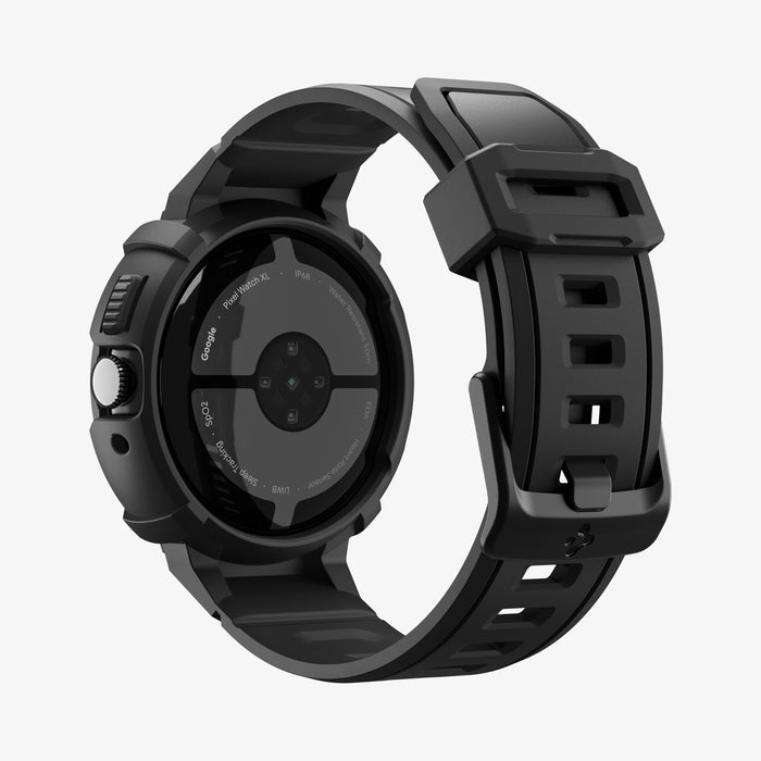 ACS11223 - Pixel Watch 4 (45mm) Band Rugged Armor Pro in black showing the back and side