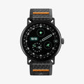 AMP11747 - Pixel Watch 5 (45mm) Athlex Air Active Black Orange front view highlighting the clean and minimalist woven band design.