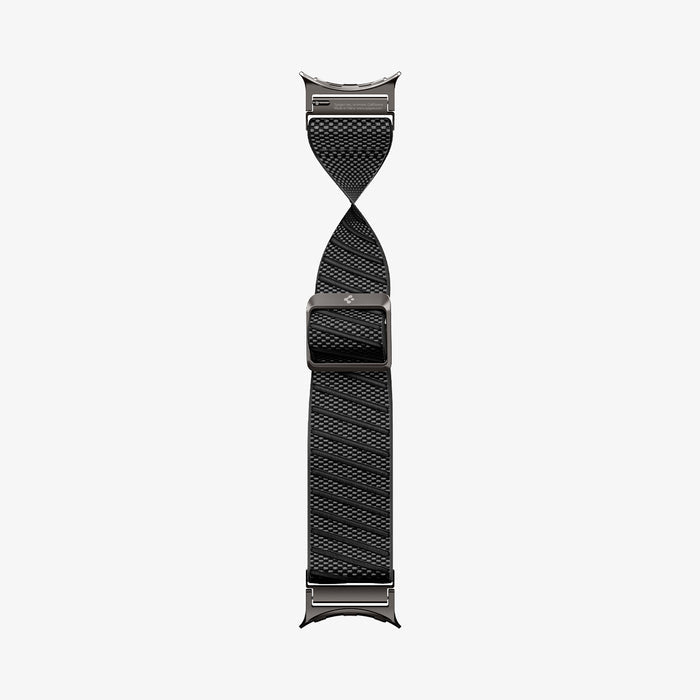AMP11421 - Pixel Watch 5 (45mm) Lite Fit X Black showing the watch band laid out flat and bending