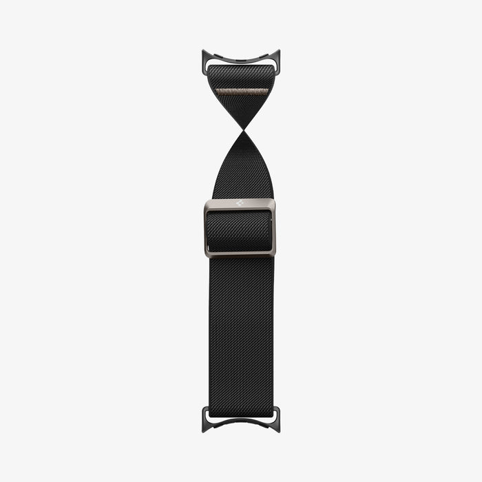 AMP07601 - Pixel Watch 5 (45mm) Lite Fit Black full-length view illustrating the adjustable sliding buckle and streamlined profile.