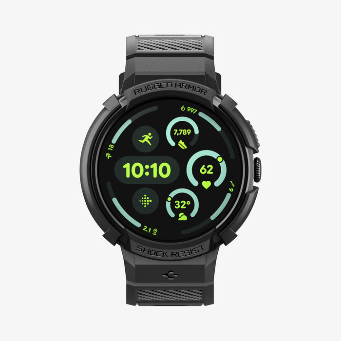 ACS11223 - Pixel Watch 5 (45mm) Rugged Armor Pro Black showing the front