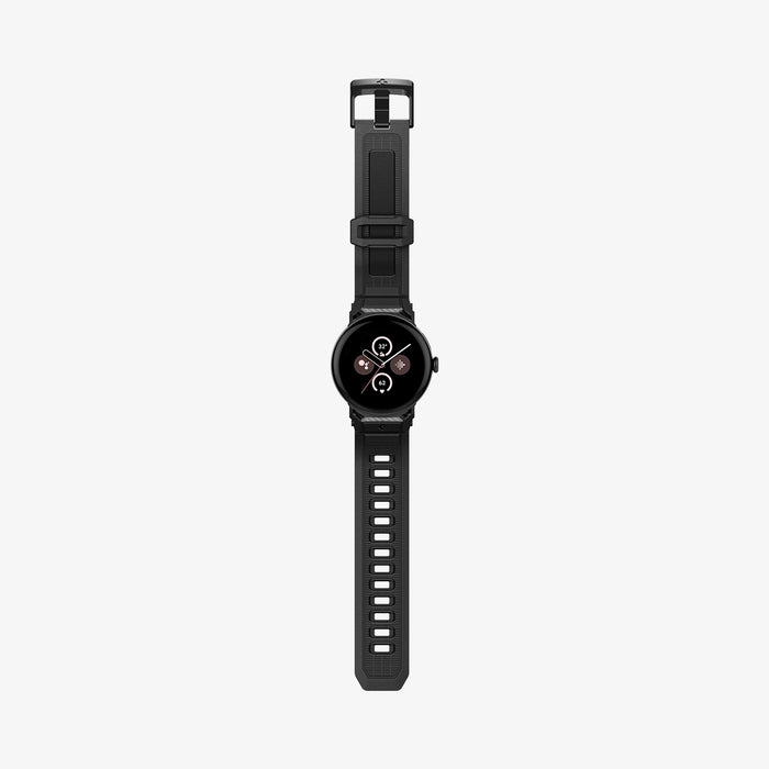 AMP07600 - Pixel Watch 5 (45mm) Rugged Band Matte Black showing the front full body laid flat