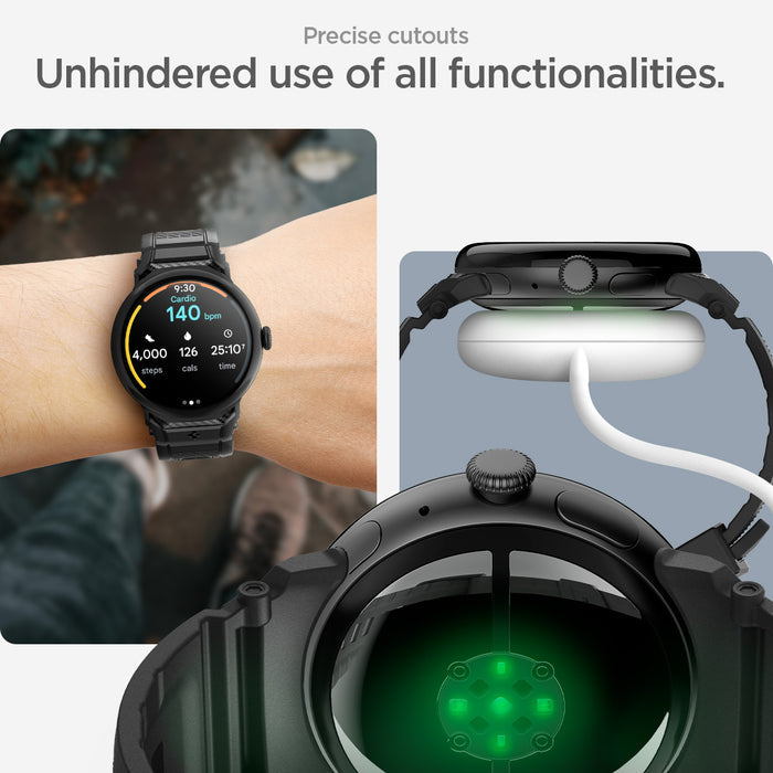 AMP07600 - Pixel Watch 3 (45mm) in Black precise cutouts. unhindered usage of all functionalities.