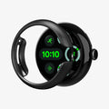 ACS07392 - Pixel Watch 3 (41mm) Case Thin Fit in Black showing the front of the watch case hovering in front of the face watch