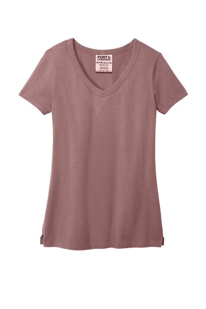 Port & Co LPC099V Women's Beach Wash Garment-Dyed V-Neck Tee