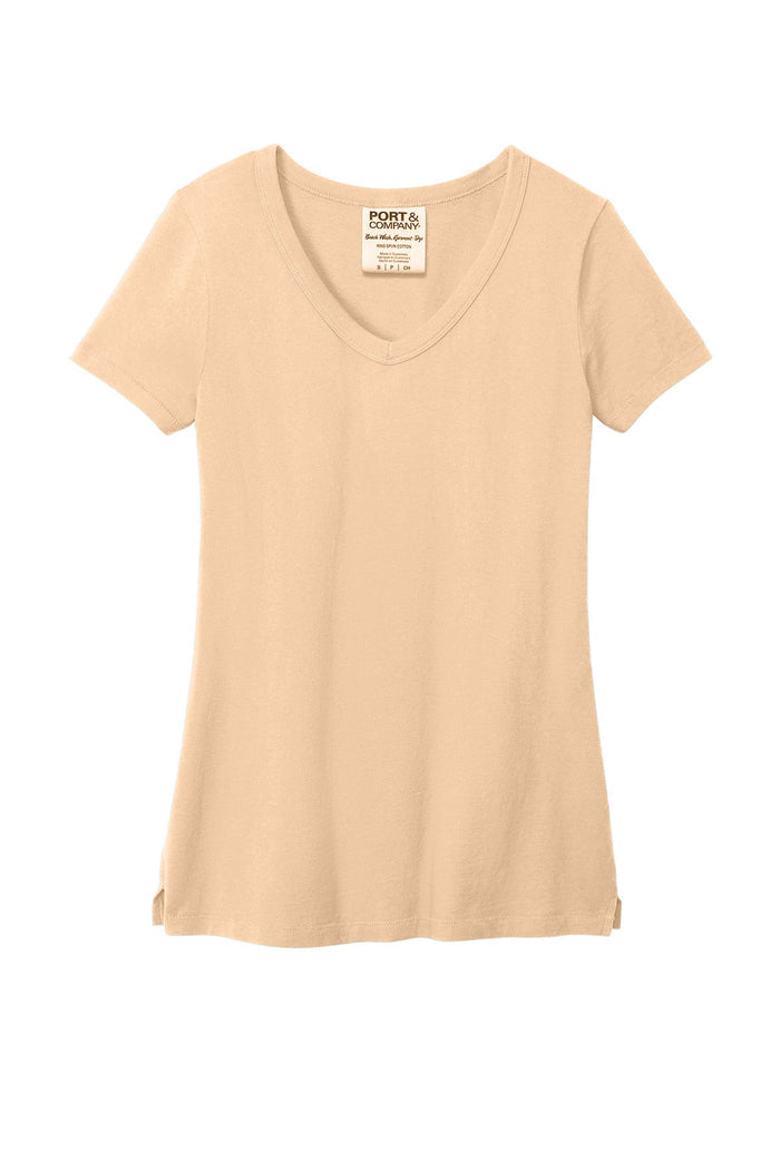 Port & Co LPC099V Women's Beach Wash Garment-Dyed V-Neck Tee