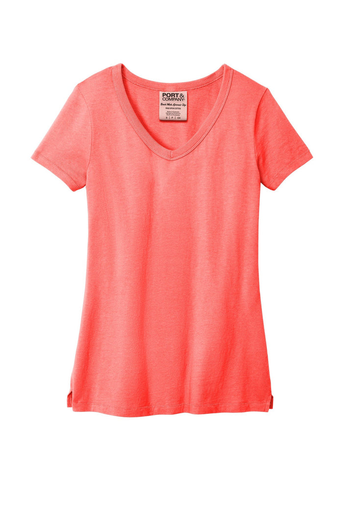 Port & Co LPC099V Women's Beach Wash Garment-Dyed V-Neck Tee
