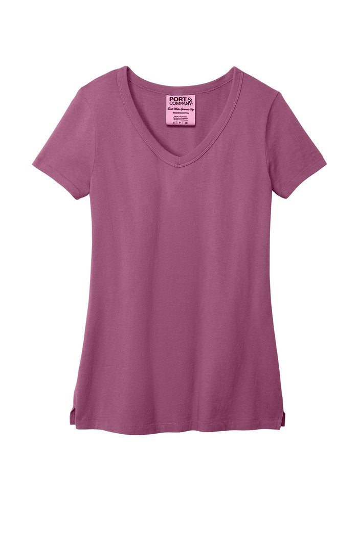 Port & Co LPC099V Women's Beach Wash Garment-Dyed V-Neck Tee