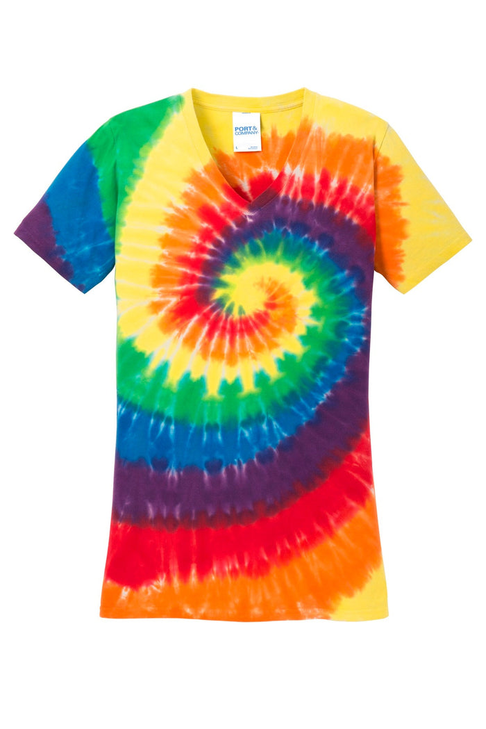 Port & Co LPC147V Women's Tie-Dye V-Neck Tee