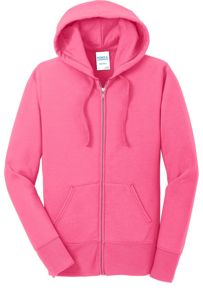 Port & Co LPC78ZH Women's Core Fleece Full-Zip Hooded Sweatshirt