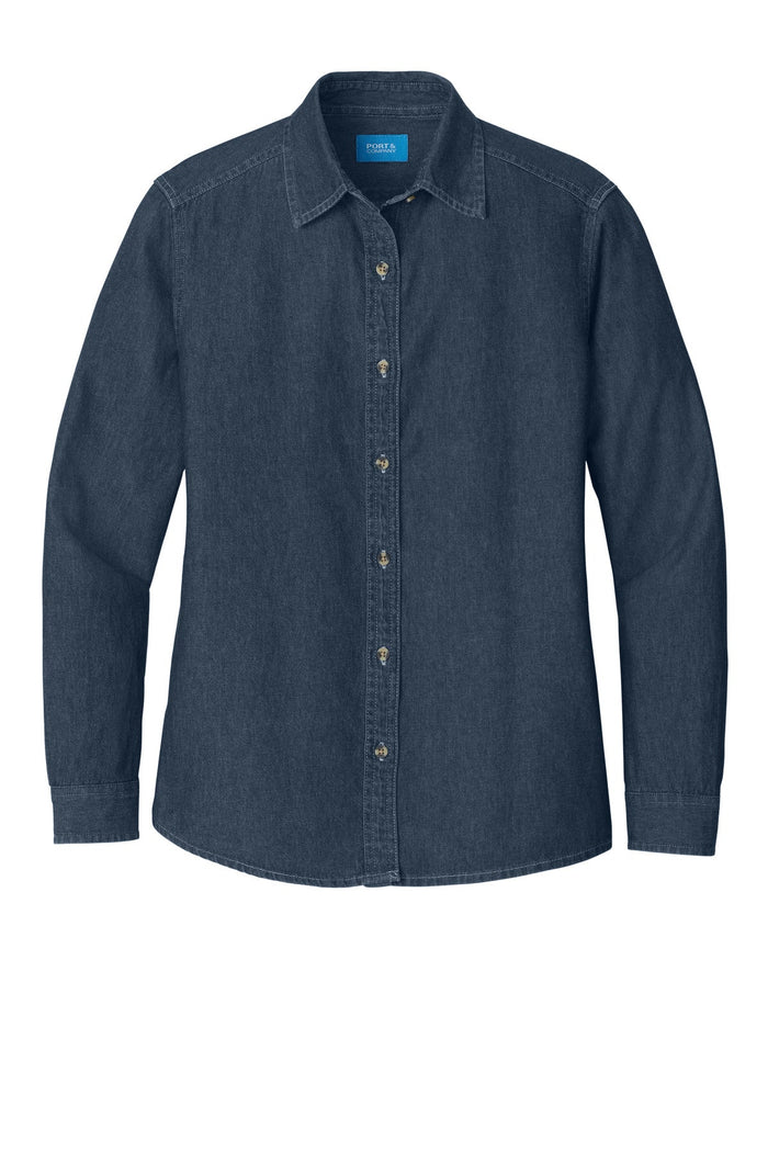 Port & Co LSP10 Women's Long Sleeve Value Denim Shirt