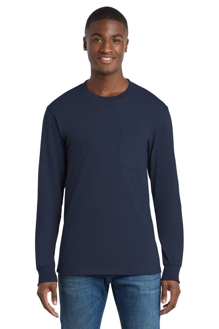 Port & Co PC61LSP Long Sleeve Essential Pocket Tee