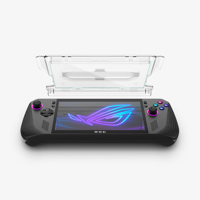 AGL09347 - ROG Ally X (2024) -  GLAS.tR EZ Fit showing the screen protector hovering above device