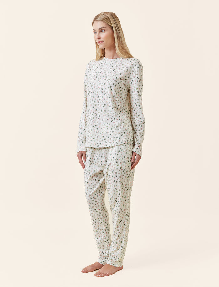 Rosebud Organic Cotton Knit Long Sleeve Tee and Jogger Set