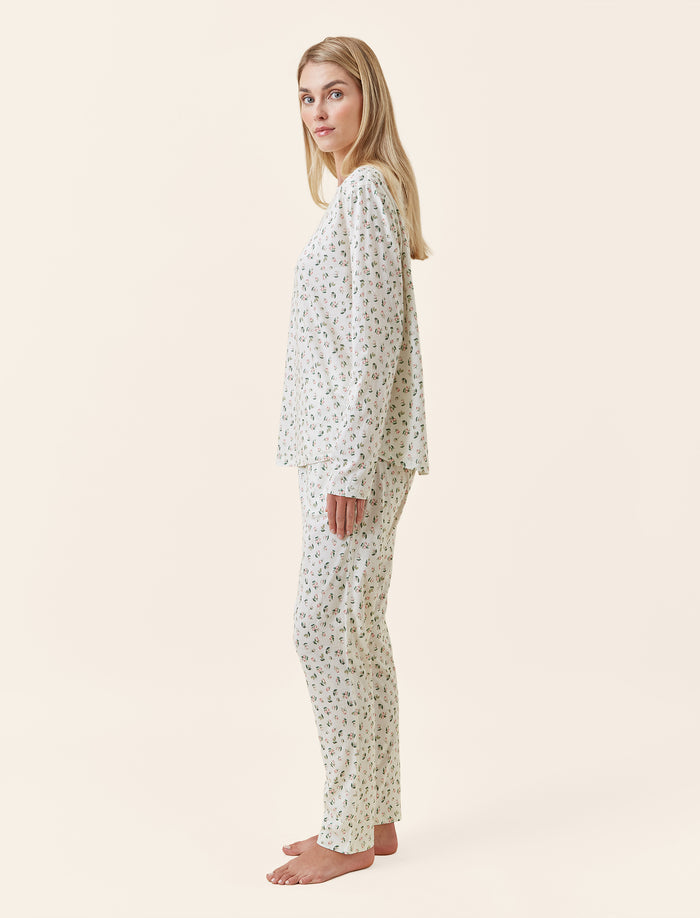 Rosebud Organic Cotton Knit Long Sleeve Tee and Jogger Set