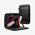 AFA04270 - Rugged Armor Pro Laptop Pouch 14" in Black showing the front and inner with laptop inside