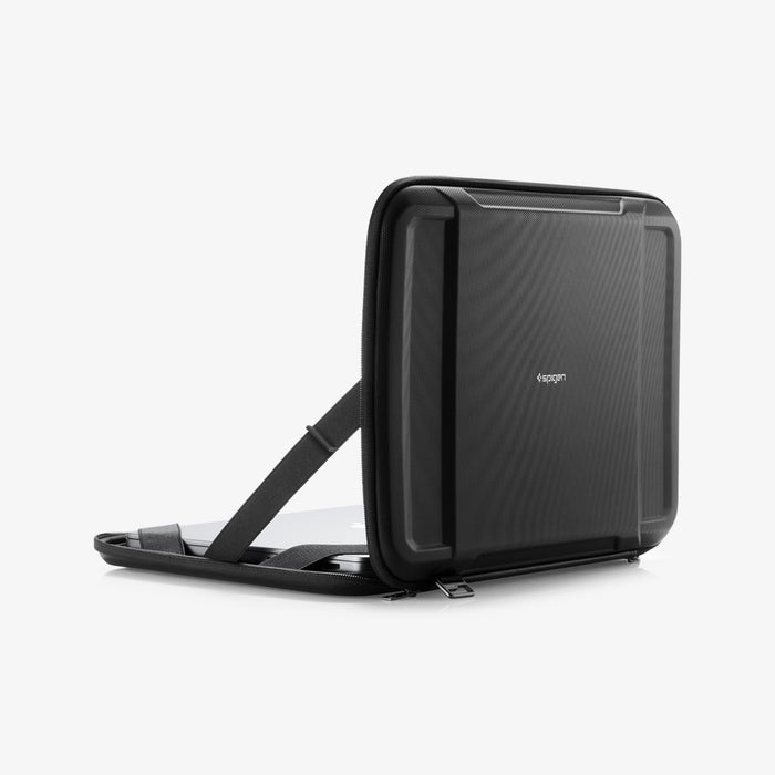 AFA04270 - Rugged Armor Pro Laptop Pouch 14" in Black showing the front, partial inner of the closed laptop