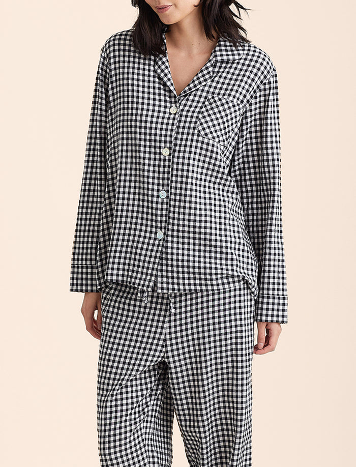 Seersucker Gingham Full Length PJ Set