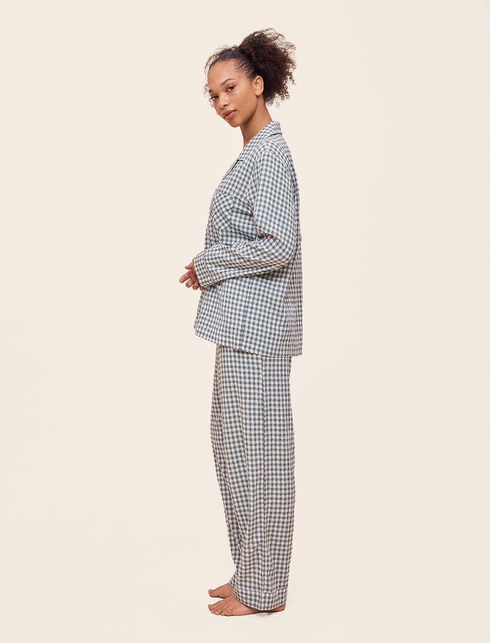 Seersucker Gingham Full Length PJ Set