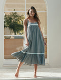 Seersucker Lace Insert Maxi Nightgown