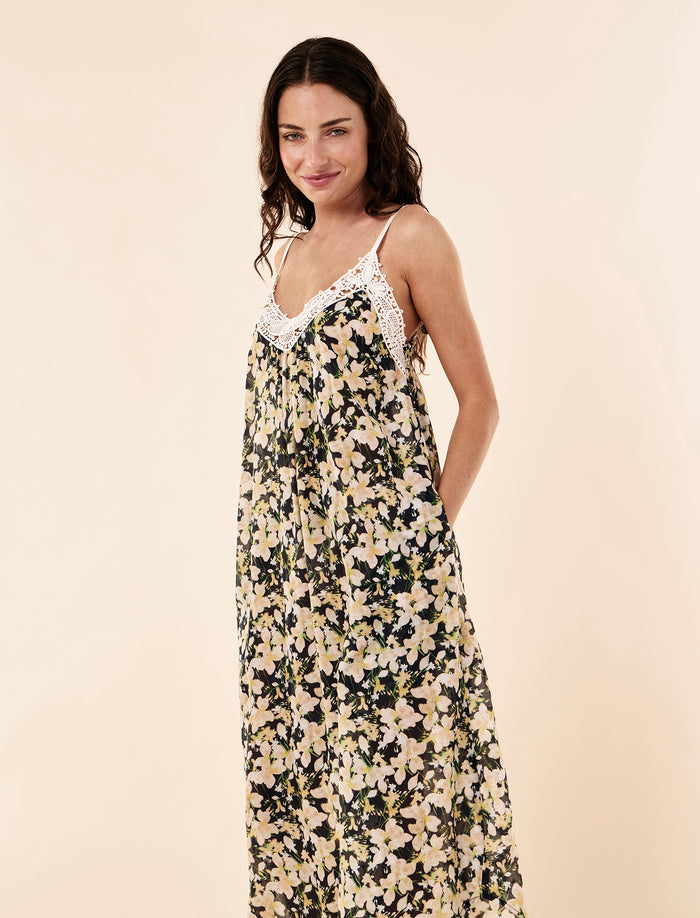 Serena Lace Front Maxi Nightgown