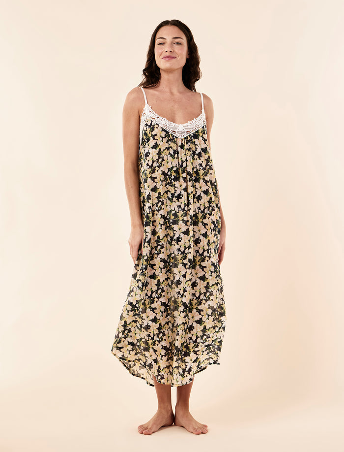 Serena Lace Front Maxi Nightgown