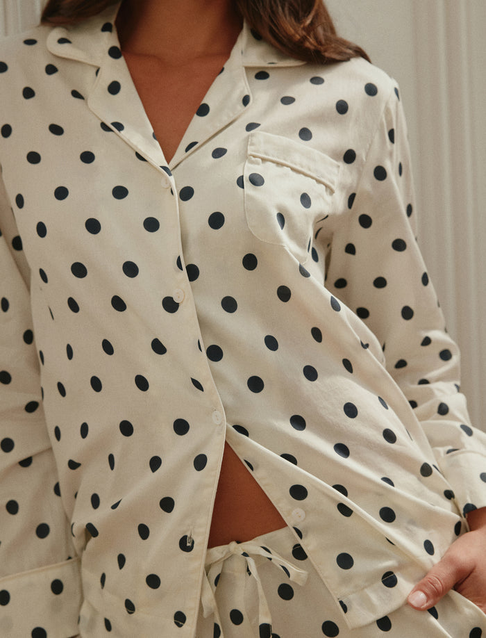 Soft Cotton Spot Full Length PJ Set