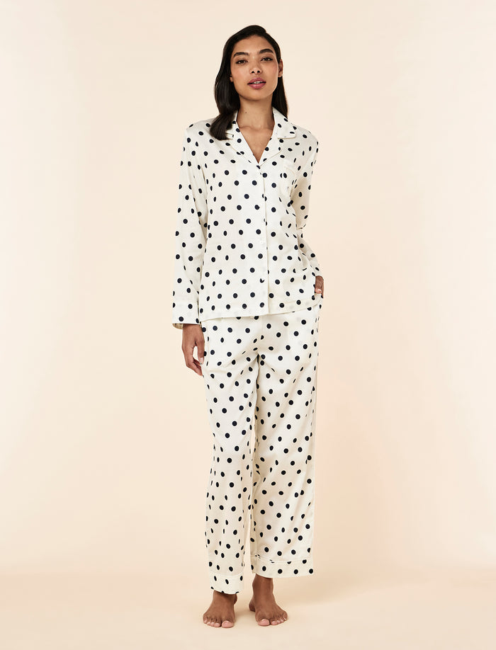 Soft Cotton Spot Full Length PJ Set