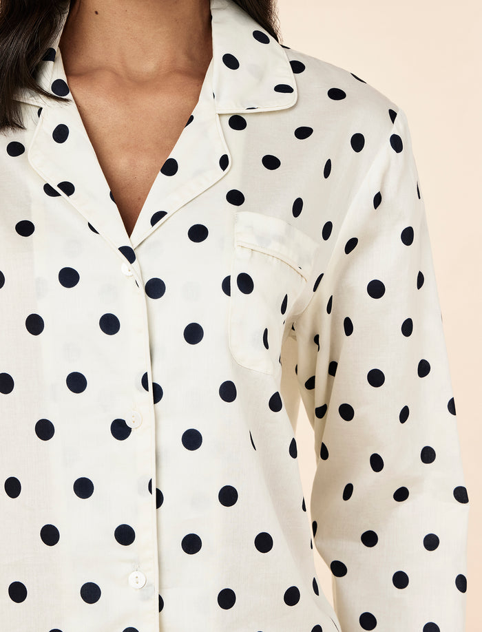 Soft Cotton Spot Full Length PJ Set