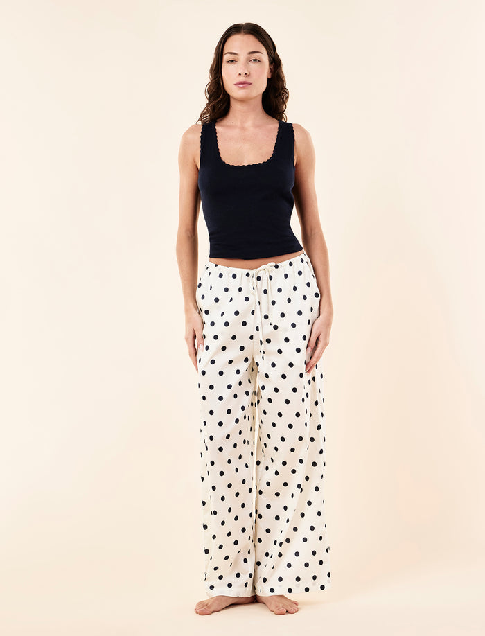 Soft Cotton Spot Wide Leg Pant