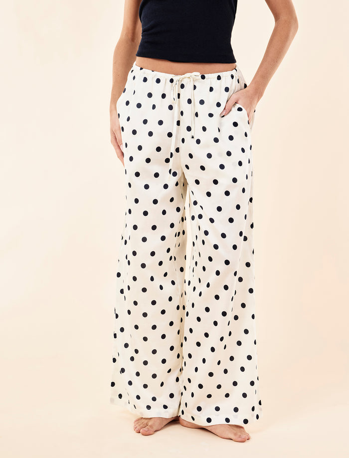 Soft Cotton Spot Wide Leg Pant