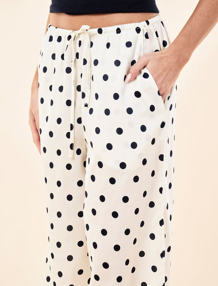 Soft Cotton Spot Wide Leg Pant